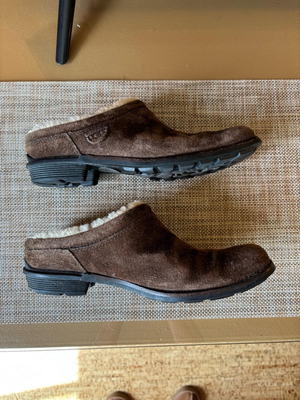 UGG Brown Suede Shearling-Lined Women's Clog Mules - Picture 10 of 10